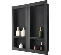 Niche de douche VEVOR, 40,6 x 81,3 cm + 40,6 x 81,3 cm de niche, 10,2 cm d'épaisseur organisateur moderne pour savon et shampooing, noir, pour douche de salle de bains