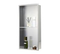 Niche Douche Encastrable-VEVOR-10,2x33x63,5 cm-Niche Murale en Acier Inoxydable Double Niveau-Étagère Salle Bain Moderne Étanche