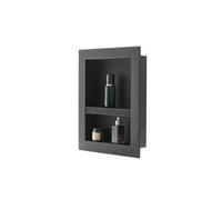Niche Encastrable Salle Bain 10,16x40,64x50,8 cm, Étagère Murale, pour Savon Shampoing Douche Noir
