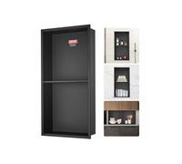 Niche Encastrable Salle de Bain 33,02x63,5 cm Niche Douche Murale Double Étagère Acier Inoxydable 304 Scellée Étanche Facile à Net