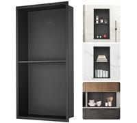 Niche murale 10x33,02x63,5cm - Niche de douche en acier inoxydable - 100 % étanche - Montage en niche 0-40°C - Design d'angle intérieur 92° - Idéal pour salle de bain chambre bureau