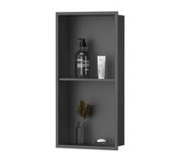 Niche murale à double compartiment, étagère de rangement encastrée en acier inoxydable, 27,9 x 69,8 x 12,4 cm, étagère sans couture pour salle de bain et organisateur de maison