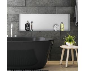 Niche murale LuxeBath en acier inoxydable, 90 x 30 x 10 cm, argent, sans rebord, niche carrelable pour accessoires de salle de bain, étagère de douche, tablette de douche