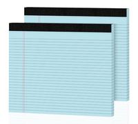 Nichela Lot de 2 blocs-notes bleus lignés format paysage 25,4 x 21,6 cm | Bloc-notes ligné micro-perforé pour listes de choses à faire - 30 feuilles - Pour fournitures de bureau et scolaires