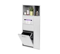 Niches porte-papier toilette encastrées, de douche en acier inoxydable avec poubelle multicolore(White,(W x H x D)40x86x14cm)