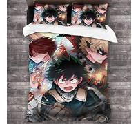 NICHIYO My Hero Academia Parure de lit 3 pièces avec housse de couette Motif dessin animé pour fille garçon et enfant (6, simple 135 x 200 cm + (80 x 80 cm)