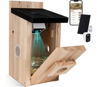 Nichoir d'extérieur - Nichoir intelligent avec caméra - Panneau solaire - Câble d'alimentation de 5 m - Détection de mouvement - Enregistrement vidéo automatique -via application - Bois