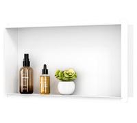Nichoir en acier inoxydable pour douche, finition blanc mat, dimensions 60x30 cm, sans joint, résistant à la rouille