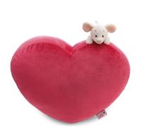 NICI Coussin 35 × 30 cm avec Peluche Love Souris Mira 12 cm - Accessoire déco Doux et Charmant à câliner, pour Chambre d’Enfant, canapé et lit, Jolie idée Cadeau pour Enfants et Fans | 63365