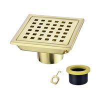 Nicmondo Drain de Douche carré de 10,2 cm, Point de vidange de Sol Central avec Couvercle de Grille Amovible, Acier Inoxydable 304, 11 cm x 11 cm, PVD Or brossé