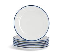 Nicola Spring Ferme Dessert Plate - 21cm (8") - Blanc/Bleu - Lot de 6