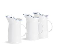 Nicola Spring Ferme Lait/Eau Jug avec Spout - 1 Litre - Blanc/Bleu - Lot de 3