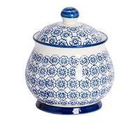 Nicola Spring Sucrier à motif avec couvercle - Bleu marine - Pack de 1