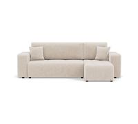 Best mobilier Canapé d'angle Nicole 4 places réversible convertible avec coffre en tissu Beige