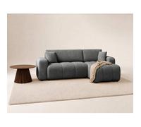 Best mobilier Canapé d'angle Nicole réversible 4 places convertible avec coffre en tissu Gris
