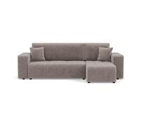 Best mobilier Canapé d'angle réversible Nicole 4 places convertible avec coffre en tissu Gris clair