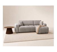 Best mobilier Canapé d'angle réversible Nicole 4 places convertible avec coffre en tissu Gris clair