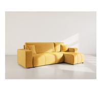 Nicole - canapé d'angle réversible 4 places convertible avec coffre en tissu - Jaune