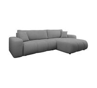 Nicole - Canapé d'angle réversible 5 places convertible avec coffre en tissu - Gris