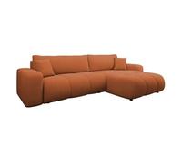 Nicole - Canapé d'angle réversible 5 places convertible avec coffre en tissu - Rouille