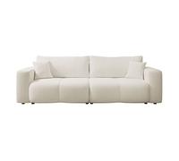 Nicole - Canapé droit 3 places convertible avec coffre en tissu - Beige