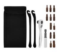 NICOLINI 16 Kit de liquet 1/4″ 72 Dents, Set d’Outils de Réparation Vélo 16 Pièces ynamométrique Réversible avec 16 Embouts (Torx/Allen/Hexagonale), Poignée Antidérapante Acier S2, Noir