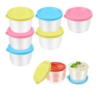 NICOLINI Lot de 6 Boîtes de Conservation Rondes, 160 ML en Plastique | Petits Contenants Alimentaire Empilables, Mini Boîtes de Congélation Réutilisables pour Micro-Ondes, Congélateur