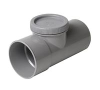 Nicoll UVT8 PVC Mâle Femelle Té de Visite avec Bouchon, 100mm Ø, 439g, Gris