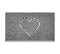 Nicoman Cœur Paillasson Lavable en Relief Vinyle Boucles d'entrée Tapis Lavable de Bienvenue -(Utiliser à l'intérieur et à l'extérieur),Moyen (75x44cm), Gris