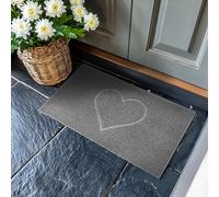 Nicoman Cœur Paillasson Lavable en Relief Vinyle Boucles d'entrée Tapis Lavable de Bienvenue -(Utiliser à l'intérieur et à l'extérieur),Petit (60x40cm), Gris