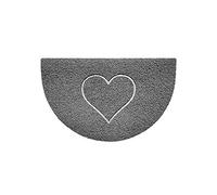 Nicoman Paillasson Demi-Lune en Relief en Forme de Demi-Cercle Lavable 70 x 44 cm (Gris, Forme de cœur) - Utilisation en intérieur ou en extérieur abrité