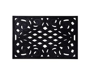 Nicoman Paillasson d'extérieur décoratif, Robuste, Anti-salissures, en Caoutchouc, antidérapant, Taille S, Noir Vif, 60 x 40 cm