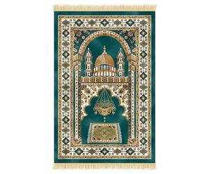 Nicoman Tapis de prière Musulmane au Design élégant | Janamaz | Sajadah | Tapis Islamique Doux, Tissu en Velours épais (Vert)