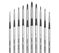 Nicpro 10 pièces pinceaux Aquarelle, Pointes Rondes pour Aquarelle, Acrylique, Gouache, encres, Huile et Tempera, Fin pinceaux de détail pour Beaux-Arts, Loisirs créatifs et Peinture à numéros