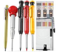 Nicpro 11 Pièces Crayons de Charpentier avec Taille crayon, Porte-Mines avec Stylo de Gravure, Taille crayon, Recharges de Plomb, Crayon Chantier pour Architecte Menuisier