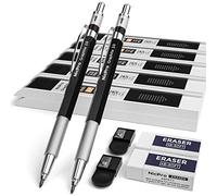 Nicpro 2 Pièces Porte-Mines en Métal, Critérium Dessin 2 mm avec 10 tubes Recharges de Mine (HB 2B 4H 2H 4B), Taille Crayon, Porte Mine pour écrire, Croquis