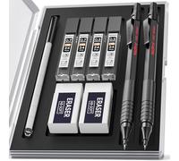 Nicpro 2 Pièces Porte-Mines Noirs avec étui, Criterium 0,5 mm et 0,7 mm avec Recharge de Mine HB et Gommes, Crayon Mécanique pour l'art, le Dessin, l'écriture, l'esquisse