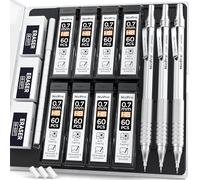 Nicpro 3 Pièces Porte Mine D'artiste Métal, Critérium 0,7 mm avec 6 tubes Recharges de Plomb HB, 3 Gommes, Pour l'écriture d'étudiants, l'esquisse, le dessin
