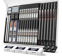 Nicpro 35 Pièces Porte-Mines Artistiques Dans un étui, Crayon Mécanique Criterium 0,5, 0,7, 0,9 mm et 2 mm avec 20 Tubes Recharges(Couleurs HB 2H 2B 4H 4B 6B),Porte Mine pour Dessin, écrire Sketch