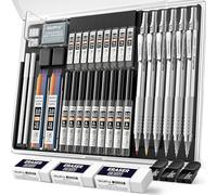 Nicpro 35 Pièces Porte-Mines Artistiques Dans un étui, Crayon Mécanique Criterium 0,5, 0,7, 0,9 mm et 2 mm avec 20 Tubes Recharges(Couleurs HB 2H 2B 4H 4B 6B),Porte Mine pour Dessin, écrire Sketch