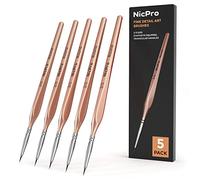 Nicpro 5 pièces Fin pinceaux détail Professionnels, Pointe Extra Fine 000, Pinceau pour Peinture Miniature, Ronds 3/0, pour Micro-Aquarelle, Huile, Acrylique, maquettes, Peinture par numéros