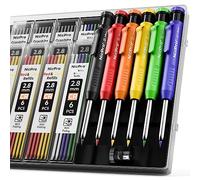 Nicpro 6 Pièces Crayons Charpentier, Porte Mine avec 48 Mines en 6 Couleurs, Crayon Marqueur à Trous Profonds, Crayon Chantier Robustes pour Architectes, avec étui