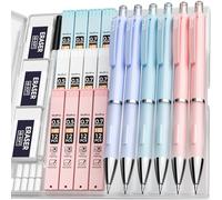 Nicpro 6 Porte-Mines Pastel 0,5 et 0,7 mm avec étui, Criterium Dessin avec 12 Tubes de Recharges de Mines, 3 Gommes, pour Effacer l'écriture, le Dessin, les Croquis, Couleurs Bleu, Rose et Violet