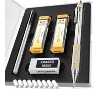 Nicpro Blocky Gear 0,9 mm coffret de porte mine dans un étui, porte-mines métallique avec mines HB 0,9 mm et gomme pour l'écriture, le dessin et le artistiques professionnels et adultes