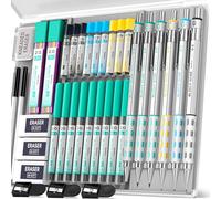 Nicpro Blocky Gear 6 pièces porte mine, 0.5, 0.7, 0.9mm & 2mm criterium pour le dessin et l'esquisse avec 20 tubes (6B 4B 2B HB 2H 4H couleurs) recharges de mines