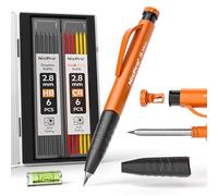 Nicpro Crayons Charpentier, Porte-Mines avec 12 Mines Polyvalentes, Crayons Marqueur à Trous Profonds avec Taille Crayon Intégré pour le Travail du Bois, Chantier de Construction