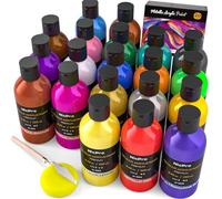 Nicpro lot peinture acrylique métallisée (20 × 250 ml), 20 couleurs de peinture acrylique en vrac, fournitures de peinture artistique non toxiques pour toile multi-surfaces, roche, bois, cuir, pierre