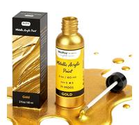 Nicpro Peinture Dorée Metal, 60 ml Peinture Acrylique Or, Non Toxique Et Résistante À La Lumière, Acrylique Or Métallique pour L'Artisanat Métal, Bois, Tissu, Toile, Meubles, Fournitures D'Art