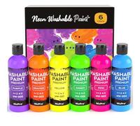 Nicpro Peinture Fluorescente Lavable, Luisant Dans Le Noir 6 Couleurs | 120 ml Peinture Acrylique Non Toxique, Acrylique Fluorescente pour Bricolage, Vêtements De Fête, Halloween, Noël Déco