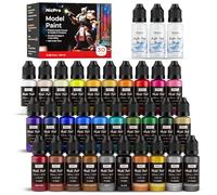 Nicpro Peinture Maquette Set 30 Couleurs x 20 ml, Prêt À L'Emploi Modèle Acrylique Peintures, Brosse & Airbrush Compatible, Peinture Set pour Débutant & Artiste, pour Modèles, Artisanat, et 3 Diluant